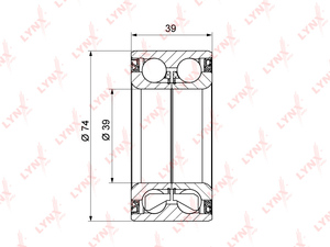 Подшипник ступицы передний (39x39x74) LYNXauto WB-1246. Для: Chevrolet, Шевроле, Lacetti(Лачети) 1.4-2.0D 05> / Nubira 1.6-2.0D 05> / Rezzo 1.6-2.0 05>, Daewoo, Дэу, Lacetti(Лачети) 1.4-1.8 04>., фото 2