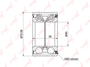 Подшипник ступицы передний (с ABS, 36x40x72) LYNXauto WB-1455. Для: SUZUKI Сузуки Swift(Свифт) III-IV 1.3-1.5 04> / Splash 1.0-1.3D 08>, OPEL Опель Agila B 1.0-1.3D 08>, фото 1