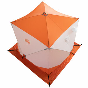Палатка зимняя куб СЛЕДОПЫТ 2,1 х2,1 м, Oxford 210D PU 1000, S по полу 4,4 кв.м, цвет оранжевый/белый, фото 10