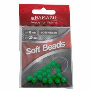 Бусина фидерная Namazu Soft Beads, PVC, d-6 мм, круглая, цв. темно-зеленый (20 шт.), фото 3