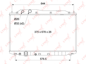 Радиатор охлаждения (технология пайки) LYNXauto RB-1044. Для: Honda, Хонда, Civic(Цивик)(FD) 1.6-1.8 05>., фото 3