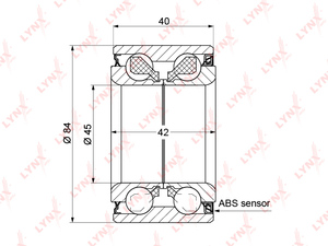 Подшипник ступицы передний (с ABS, 42/40x45x84) LYNXauto WB-1325. Для: HONDA CR-V II 2.0-2.2D 02-06 / Civic(FK) 2.2D 06> / FR-V 1.7-2.0 04>, фото 1