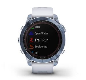 Умные часы Garmin Fenix 7 Sapphire Solar титановый синий минерал DLC с белым ремешком, фото 7