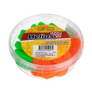 Твистер несъедоб. Credo Double Tail 3,54"/9 см Lime & Orange 15шт. (HS-28-020-N-15) Helios, фото 3