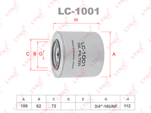Фильтр масляный LYNXauto LC-1001. Для: AUDI A6 2.5TD 94-97, VW Transporter 4 1.9D-TD 90-03, фото 1
