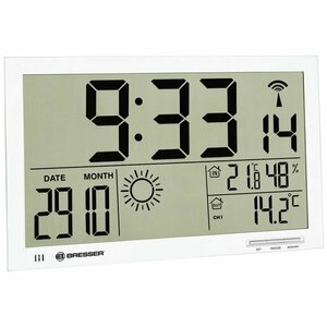 Метеостанция (настенные часы) Bresser MyTime Jumbo LCD, белая, фото 1