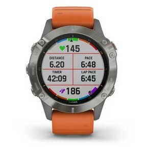 Умные часы Garmin Fenix 6 Sapphire титановый с оранжевым ремешком, фото 5