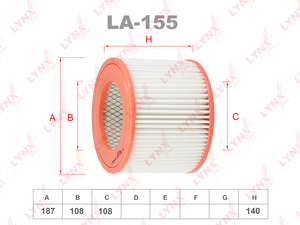 Фильтр воздушный LYNXauto LA-155. Для: TOYOTA Crown 2.4D >95/Mark II/Cresta/Chaser 2.4D >94/Hilux 2.4D-2.8D >97/, фото 1