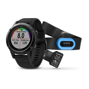 Garmin Fenix 5 Sapphire черные с черным ремешком и HRM-Tri, фото 2