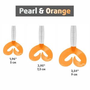 Твистер несъедоб. Credo Double Tail 2,95"/7,5 см Pearl & Orange 100шт. (HS-12-019-N) Helios, фото 2