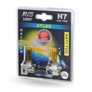 Галогенная автомобильная лампа AVS ATLAS, H7, 24 В, 70 Вт, 3000 К, цоколь PX26d, 2 шт., фото 2