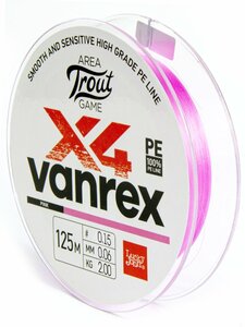 Шнур плетёный Lucky John Area Trout Game х4 BRAID Pink 125/006, фото 3