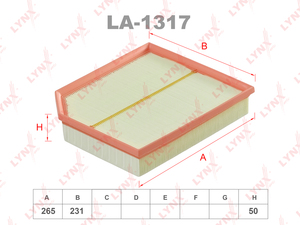 Фильтр воздушный LYNXauto LA-1317. Для HONGQI H9 2.0 20>, фото 1
