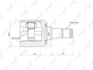 ШРУС внутренний LYNXauto CI-3727. Для: TOYOTA Тойота Hilux(Хилукс) 2.5D-4.0 04> / Fortuner(Фортунер) 2.5D-4.0 05>, фото 1