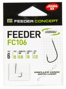 Крючки с поводком FC FEEDER сер. FC106 70см, разм.006, 0,16мм 10шт., фото 5