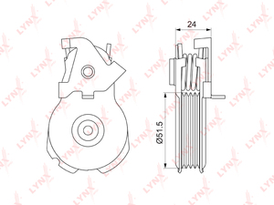 Натяжитель с роликом / приводной LYNXauto PT-3053. Для: FORD ФОРД Mondeo(Мондео) I-III 2.5-3.0 94-07, MAZDA(Мазда) MPV 2.5-3.0 99-06 / Tribute 3.0 00-08, фото 1