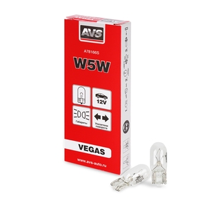 Автомобильная лампа AVS Vegas, W5W, 12 В, 5 Вт, 3200 К, цоколь W2.1x9.5d, 10 шт., фото 2