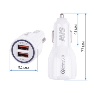 Автомобильное зарядное устройство AVS UC-123 Quick Charge (2-USB,2,4А), фото 5