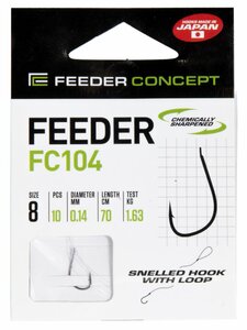 Крючки с поводком FC FEEDER сер. FC104 70см, разм.008, 0,14мм 10шт., фото 6