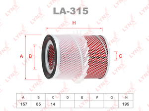Фильтр воздушный LYNXauto LA-315. Для: MITSUBISHI L200 2.5D-TD 96> / Pajero 2.5TD 90>, фото 1