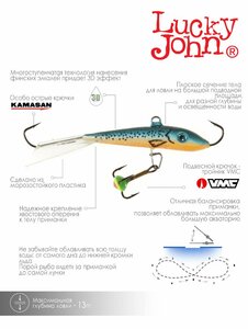 Балансир Lucky John FIN 5 + тр. 70мм/53 блистер, фото 6
