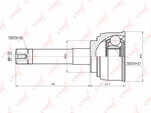 ШРУС наружный LYNXauto CO-7533. Для: TOYOTA Liteace/Townace 2.0-2.2 >92, фото 1