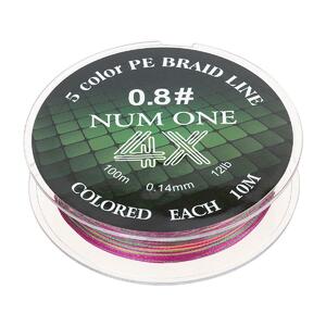 Шнур NUM ONE PE4X-100M 0.8#/0,148 mm Multi Colour Ryobi, фото 6