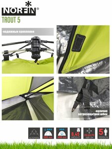 Палатка автомат. 5-ти мест. Norfin TROUT 5 NF, фото 10