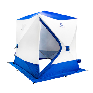 Палатка зимняя куб СЛЕДОПЫТ, 2,15х2,15 м, S по полу 4,6 кв.м, 3 слоя, цвет синий/белый, фото 4