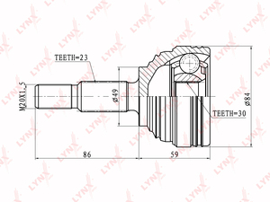 ШРУС наружный  LYNXauto CO-6326. Для: Renaul, Рено, Logan(Логан) I 1.5D-1.6 06> / Sandero(Сандеро) I 1.5D 10> / Clio(Клио) III 1.6 05> / Megane(Меган) II 1.4-1.6 03>, Nissan, Ниссан, Almera(Алмера)., фото 2