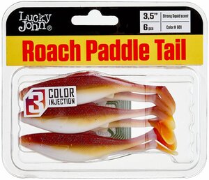 Виброхвосты съедоб. искусст. LJ Pro Series ROACH PADDLE TAIL 3.5in (08.89)/G01 6шт., фото 4