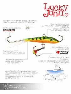 Балансир Lucky John FIN 5 + тр. 70мм/20 блистер, фото 6