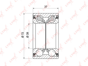 Подшипник ступицы передний (37x39x72) LYNXauto WB-1240. Для: Daewoo, Дэу, Lanos(Ланос) 1.5-1.6 97> / Nubira 1.6-2.0 97> / Nexia(Нэксия) I-II 1.5-1.6 97> / Espero 1.5-2.0 93-99, Opel, Опель., фото 2
