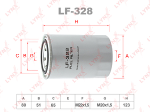 Фильтр топливный LYNXauto LF-328. Для: MITSUBISHI Colt 1.8D >92/Galant 1.8D >92/Lancer 1.8D/2.0D >92/Space Wagon 1.8D >98, фото 1