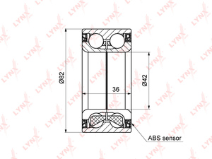 Подшипник ступицы передний с ABS (36x42x82) LYNXauto WB-1185. Для: Citroen, Ситроен, Berlingo(Берлинго)(B9) 1.6-1.6D 08> / C3 II 1.0-1.6D 09> / C4 I-II 1.2-2.0D 04> / C5 I-II 1.6D-3.0 01> ., фото 2