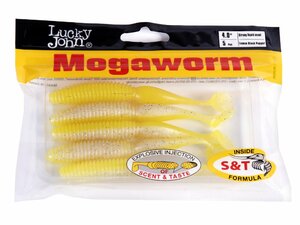 Виброхвосты съедоб. искусст. LJ Pro Series MegaWorm 4,0in (10,16)/T66 5шт., фото 4
