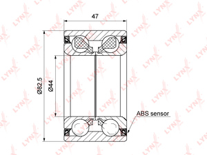 Подшипник ступицы передний/задний с ABS (37x44x82,5) LYNXauto WB-1190. Для: LAND ROVER Freelander I-II 1.8-2.5 00-14, фото 1