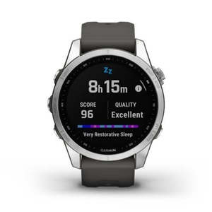 Умные часы Garmin Fenix 7s серебристый с графитовым силиконовым ремешком, фото 8