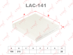 Фильтр салонный LYNXauto LAC-141. Для: TOYOTA Auris(E150/E180) 07> / Avensis(T27) 08> / Camry(V40/V50) 06> / Corolla(E150/E180) 06> / Hilux VII 05> / Highlander I 00-07 / RAV 4 III-IV 05> / Land Cruiser(200) 08> / Land Cruiser Prado(150) 10> / Yaris(P90/P, фото 1