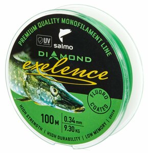 Леска моно. Salmo Diamond EXELENCE FLUORO COATED Green 100/034, фото 3