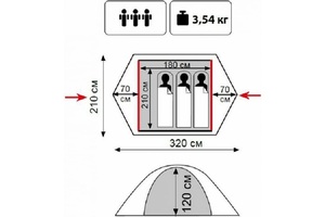 Палатка TOURIST 3 зеленый (TLT-002) TRAMP LITE, фото 2