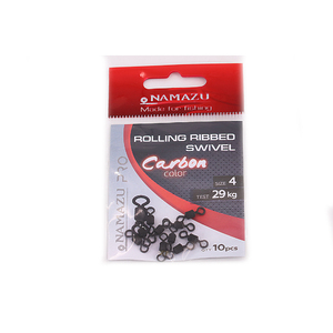 Вертлюг Namazu Pro ROLLING RIBBED SWIVEL, латунь, цв. Carbon, р. 4, test-29 кг (уп. 10 шт.), фото 2