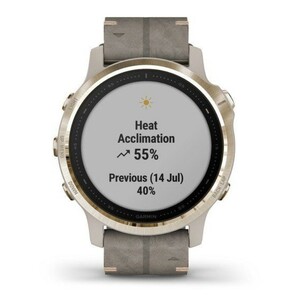 Garmin Fenix 6s Sapphire золотистый с серым кожаным ремешком, фото 7