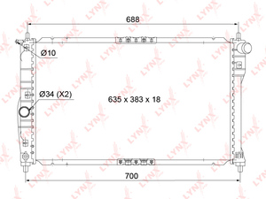 Радиатор охлаждения (технология пайки) MT LYNXauto RB-1029. Для: CHEVROLET Lanos 1.3-1.6 97>, DAEWOO Lanos 1.3-1.6 97>, фото 1