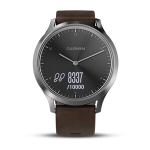 Garmin Vivomove HR серебряные с темно-коричневым кожаным ремешком, фото 5