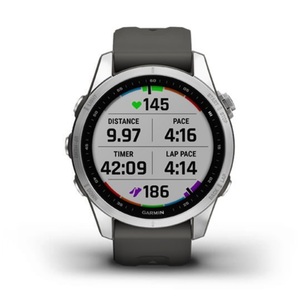 Умные часы Garmin Fenix 7s серебристый с графитовым силиконовым ремешком, фото 7