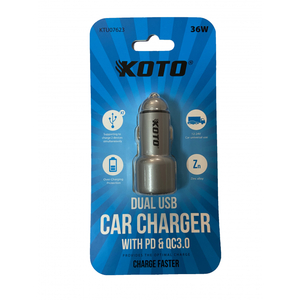 Автомобильное зарядное устройство KOTO KTU07623 DUAL USB (2-USB PD+QC3.0,12/24В), фото 4