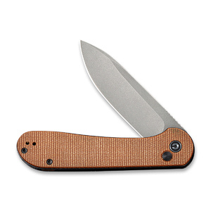 Складной нож CIVIVI Button Lock Elementum 14C28N Steel Gray Stonewashed Handle Brown Micarta, фото 4