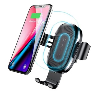 Держатель с беспроводной зарядкой Baseus Wireless Charger Gravity Car Mount Black, фото 1