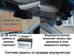 Зеркало заднего вида со встроенным видеорегистратором и автозатемнением монитора AVEL AVS0488DVR, фото 6
